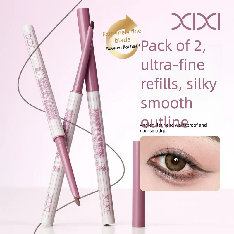 Two-Pack XIXI Ultra-Fine Blade Flat Angled Eyeliner Gel Pen for Beginners Waterproof Sweatproof Long-Lasting Smudge-Proof