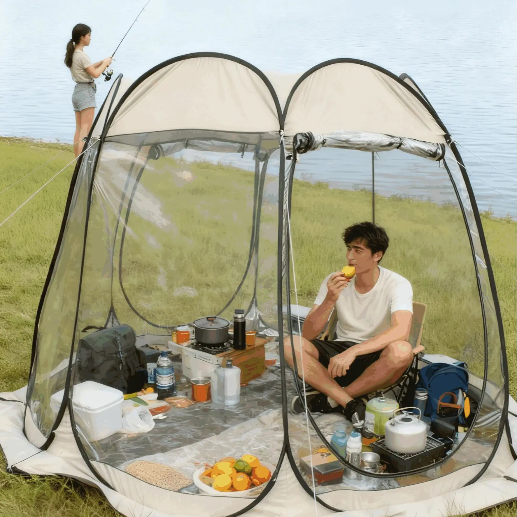 Tienda deportiva emergente, burbuja transparente para 6 personas, refugio de Camping con cúpula iglú para jardín y vaina al aire libre para ver deportes al aire libre, resistente al agua