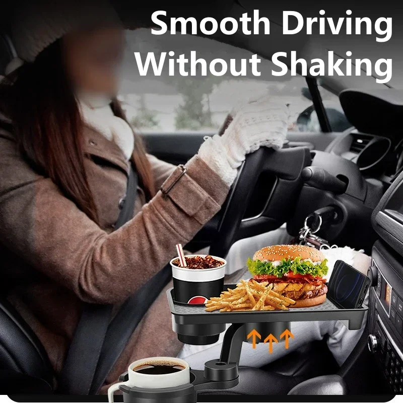 Car Cup Phone Holder Stand Tray 360 Degree Rotation Table Slot Food Organized Adjustable Car Interior Snack Tray Drink Holder