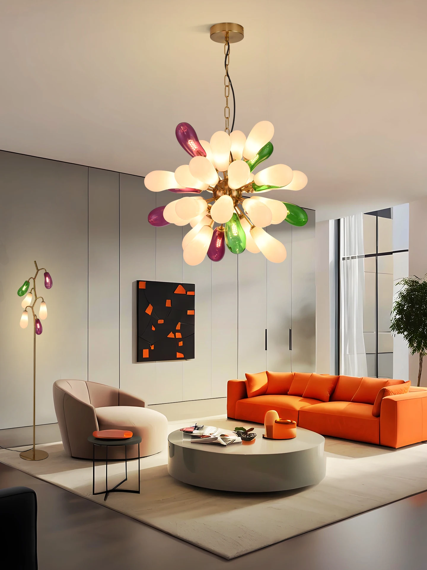 

French Macaron Pendant Light Color Glass Teardrop Modern Artistic Designer Pendant Lighting for Dining Room Living Room Bedroom