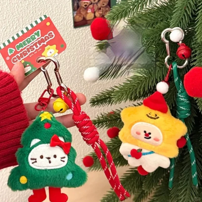 Christmas Tree Kitten Plush Doll Backpack Pendant Keychain Gingerbread Man New Year'S Festival Gift Party Decoration Snowman Elk