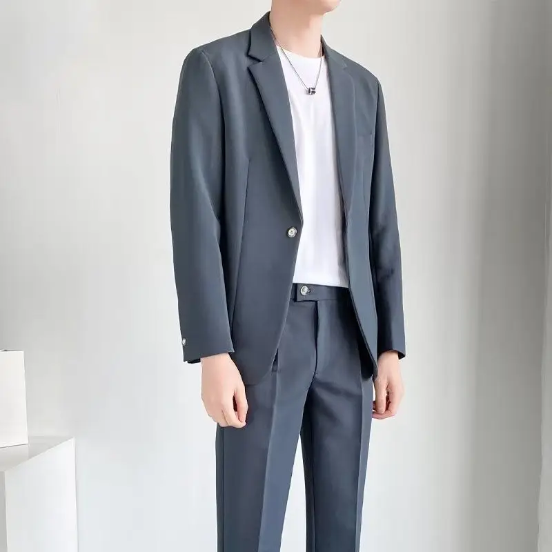 

Casual Suit Men's Suit Jacket Korean Style Spring and Autumn Light Mature Small Suit Top Two-piece Set