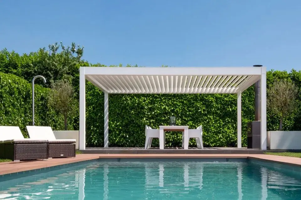 

Heavy-Duty Aluminum Electric Pergola Automatic Garden Terrace Outdoor Roof Sunshade Hurricane Proof 3x6m Deck Louvered Canopy