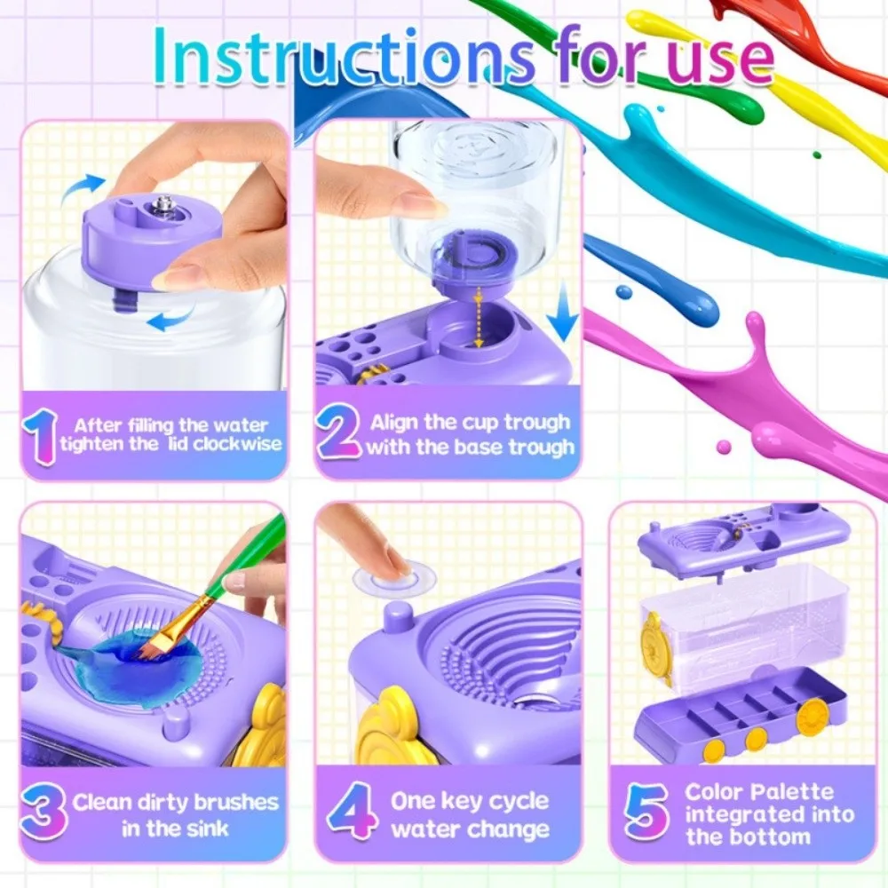 Rondella multifunzionale per pennelli con pulsante di scarico Macchina per la pulizia Dispositivo automatico per la pulizia dei pennelli per la circolazione dell'acqua