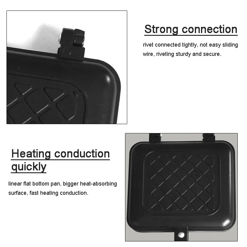 Non-Stick Coating Sandwich Baking Pan Double Side Waffle Grill Frying Toast Clamp Pan Breakfast Machine By Gas Stove Fire