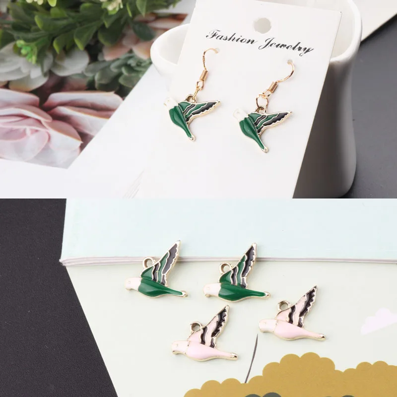 1pcs Diy Ear Jewelry Accessories Temperament Fashion Drip Oil Alloy Small Swallow Swift Earring Material Bracelet Pendant