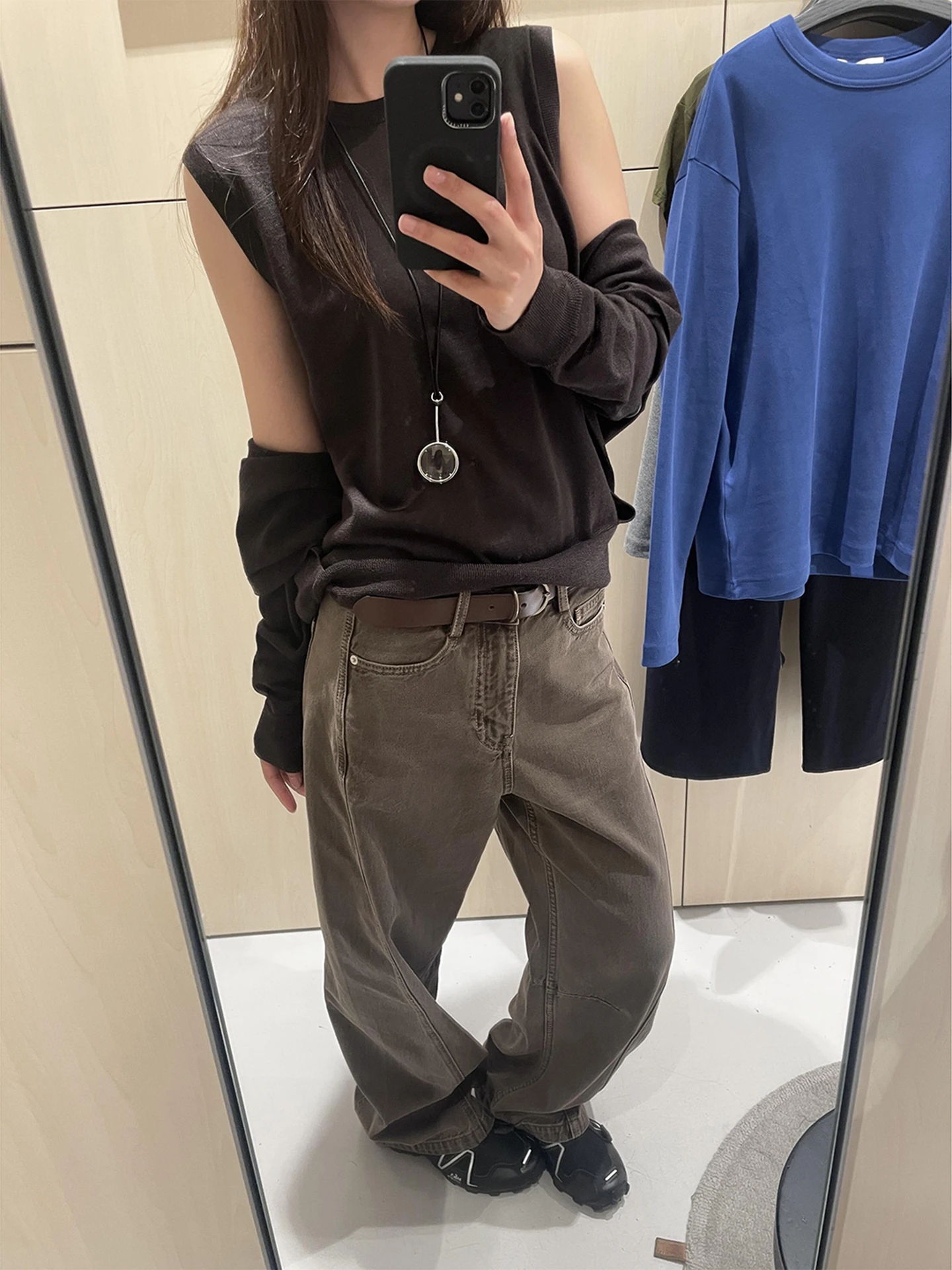 

Brown Wide Leg Jeans Men's Women's American Retro High Street Cleanfit Micro Flare Casual Pants Straight Tube Loose Fit