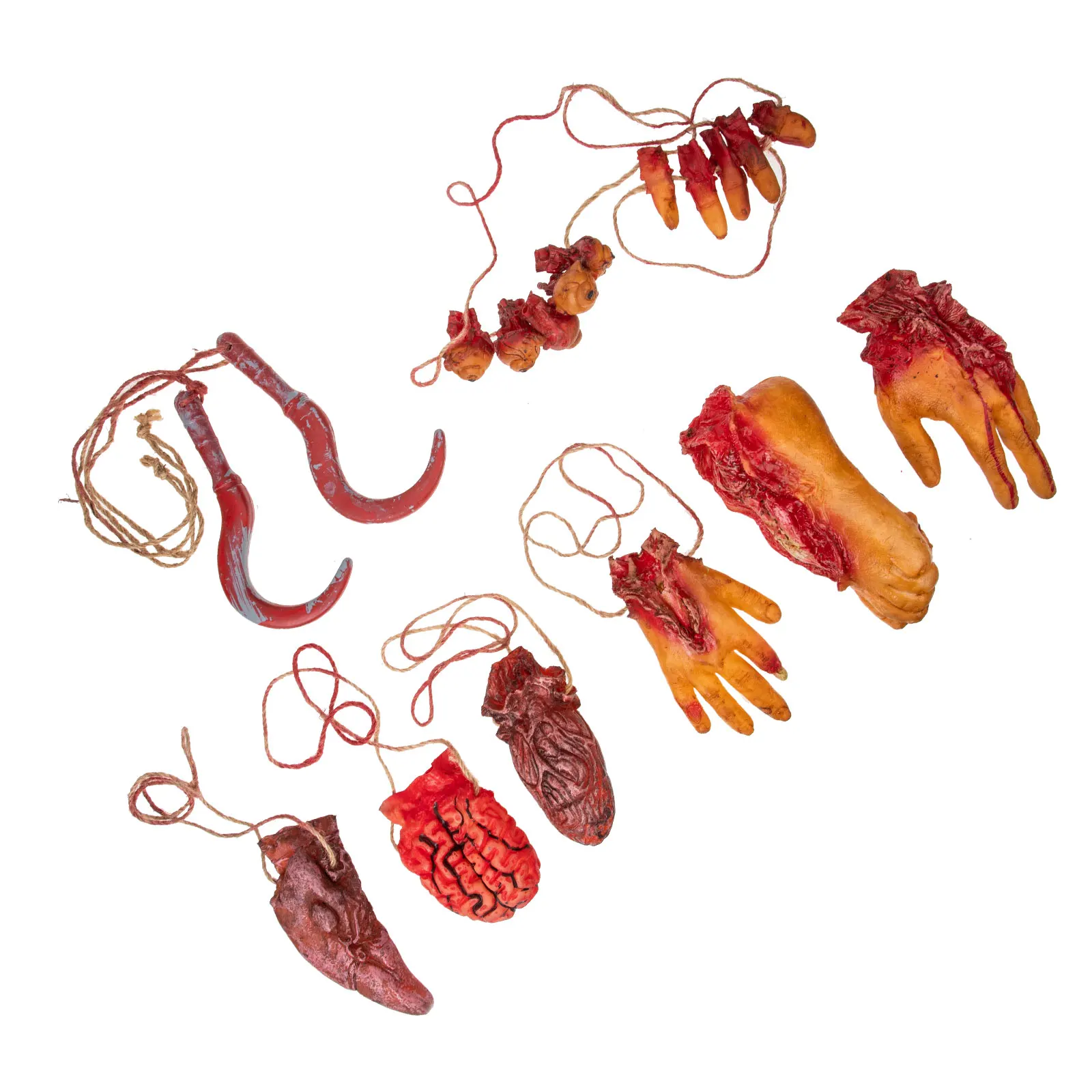 

8pcs Severed Limb Pendant Realistic Decorations Halloween Party Props Scary Body Parts Foam Ornaments Gadgets