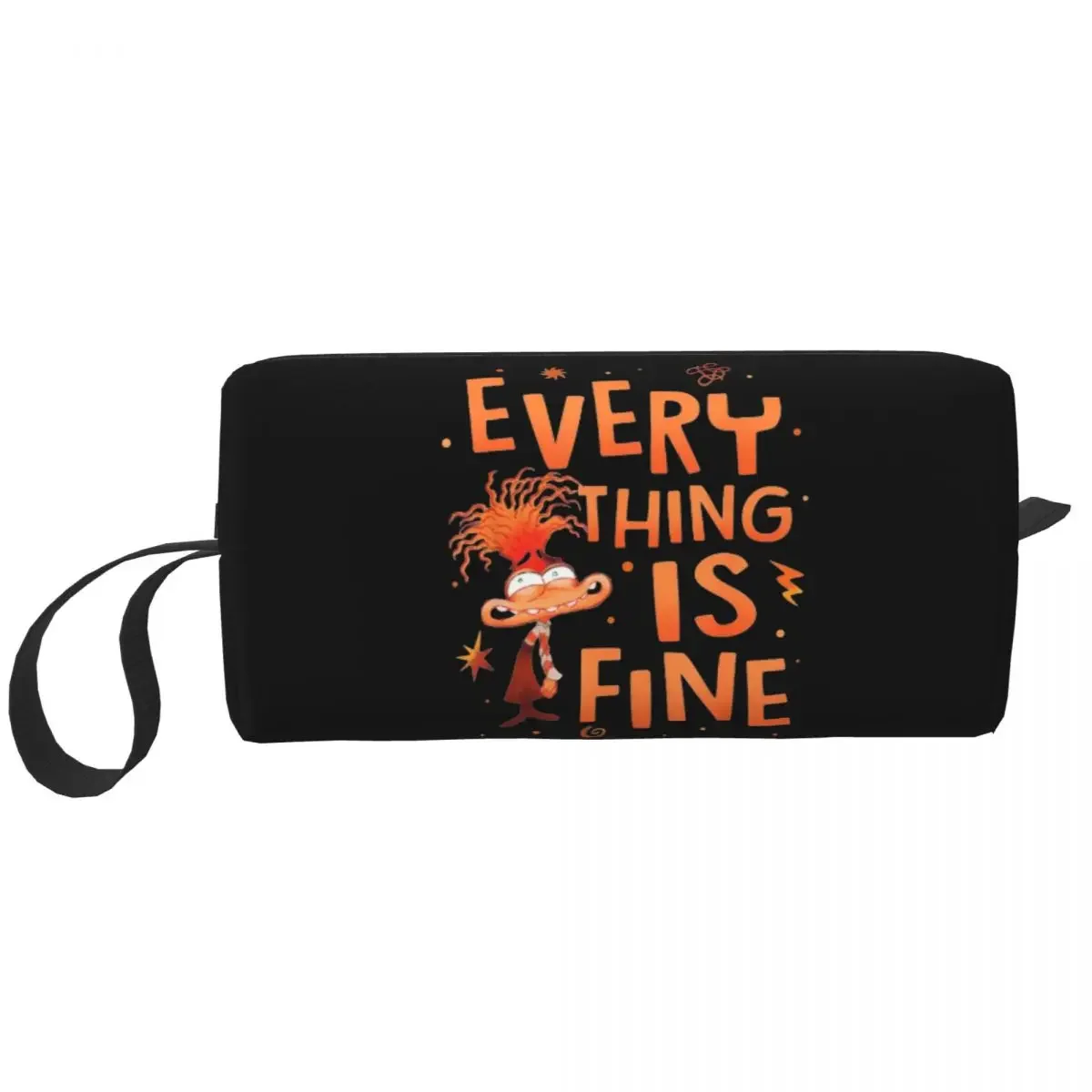 Everything Is Fine Anxiety Inside Out Large Makeup Bag Beauty Pouch Travel Cosmetic Bags Cartoon Portable Toiletry Bag Unisex