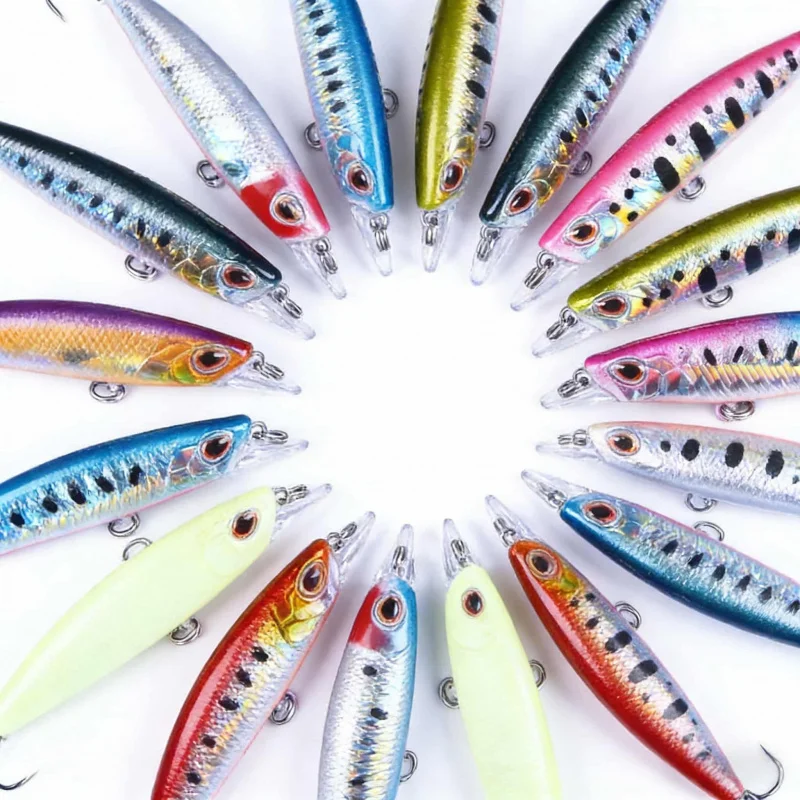 Köder-Set: Sinkender Weitwurf-Minnow 6,8 cm 6,5 g mit verbessertem Haken für Barsch-Angeln – Komplettset