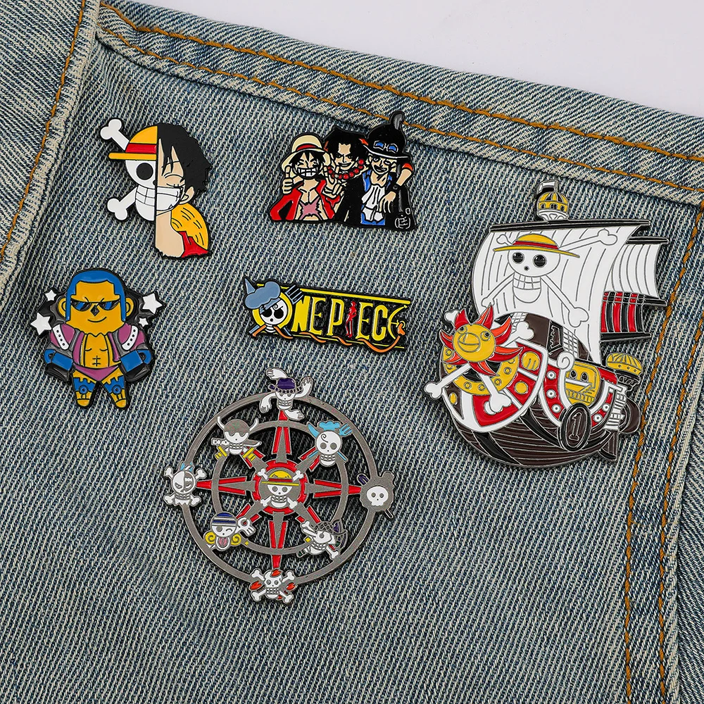 6-teiliges One Piece Inspiriertes Emaille-Pin-Set Anime Luffy Piraten-Themen-Pins für Rucksack Kleidung Manga-Fan-Sammlung Geschenke – Detail 5