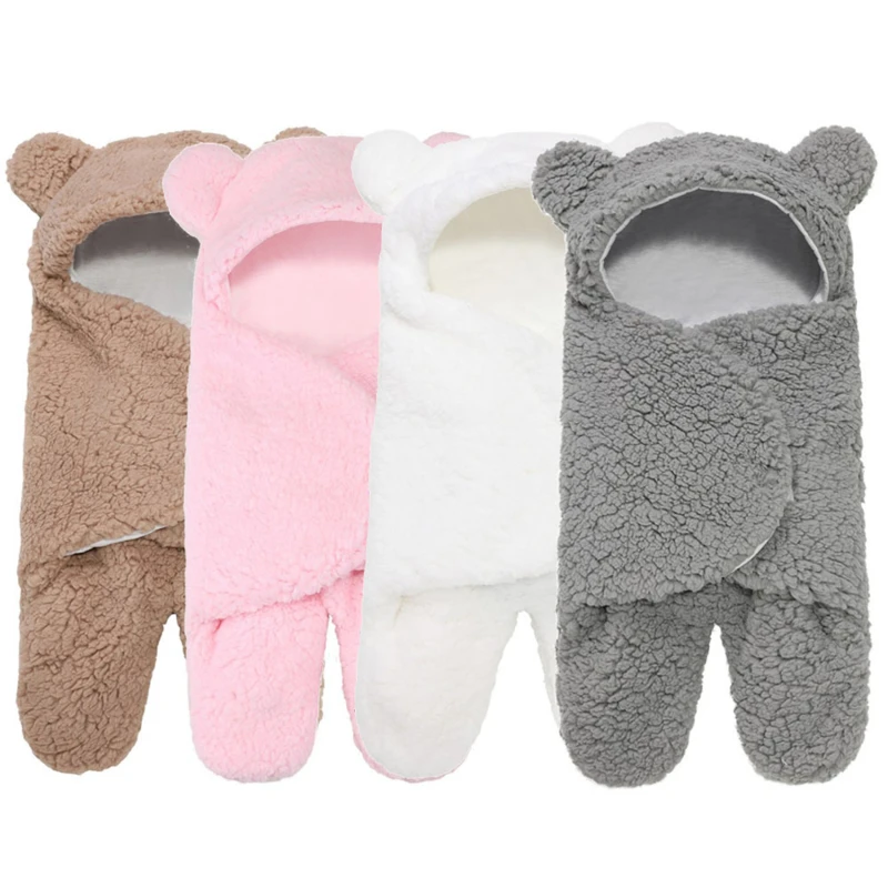 Newborn Baby Sleeping Bags Soft Baby Wrap Blankets Bedding Envelope For Newborn Winter Thicken Fleece Infant Sleepsack 0-3 Month