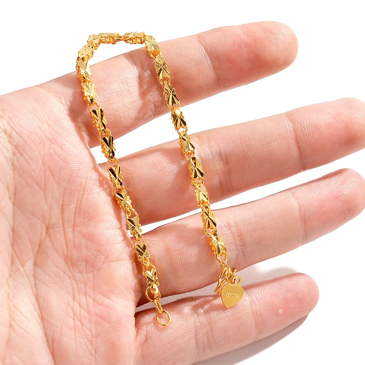 Noble AU999 gold bracelet for women double-sided lucky leaf 24K pure gold heart-shaped rabbit head wrist chain jewelry