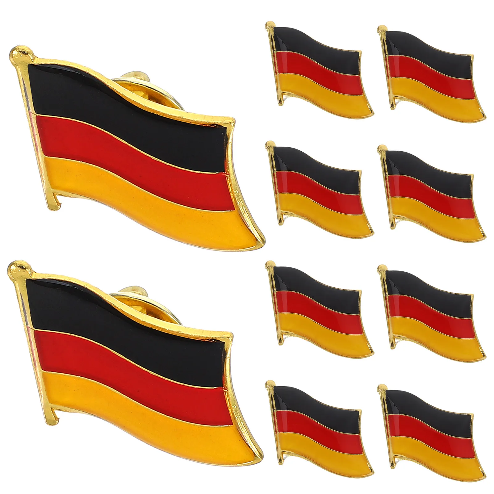 10Pcs German Flag Brooch Pin Stylish Iron Construction Easy-Attach Butterfly Clasp for Clothing Bags Hats Lapel Collar Fashion