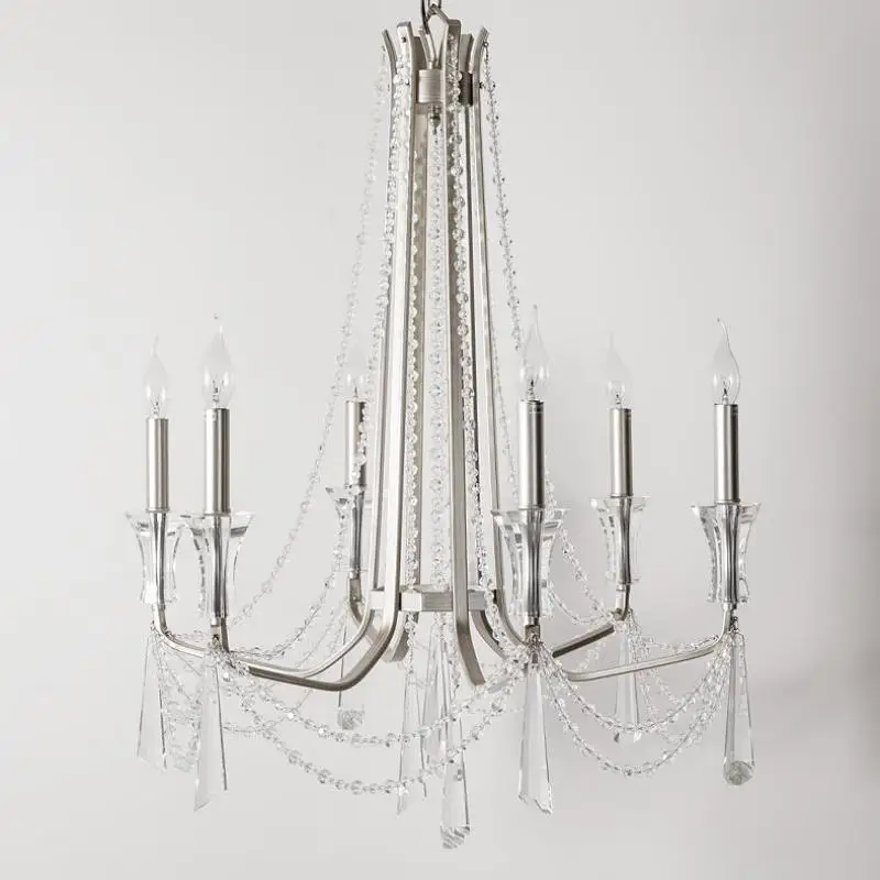 

Vintage Silver/gold crystal chandelier for Hotel project Foyer led candle lustres de cristal e14 Long Church staircase lighting