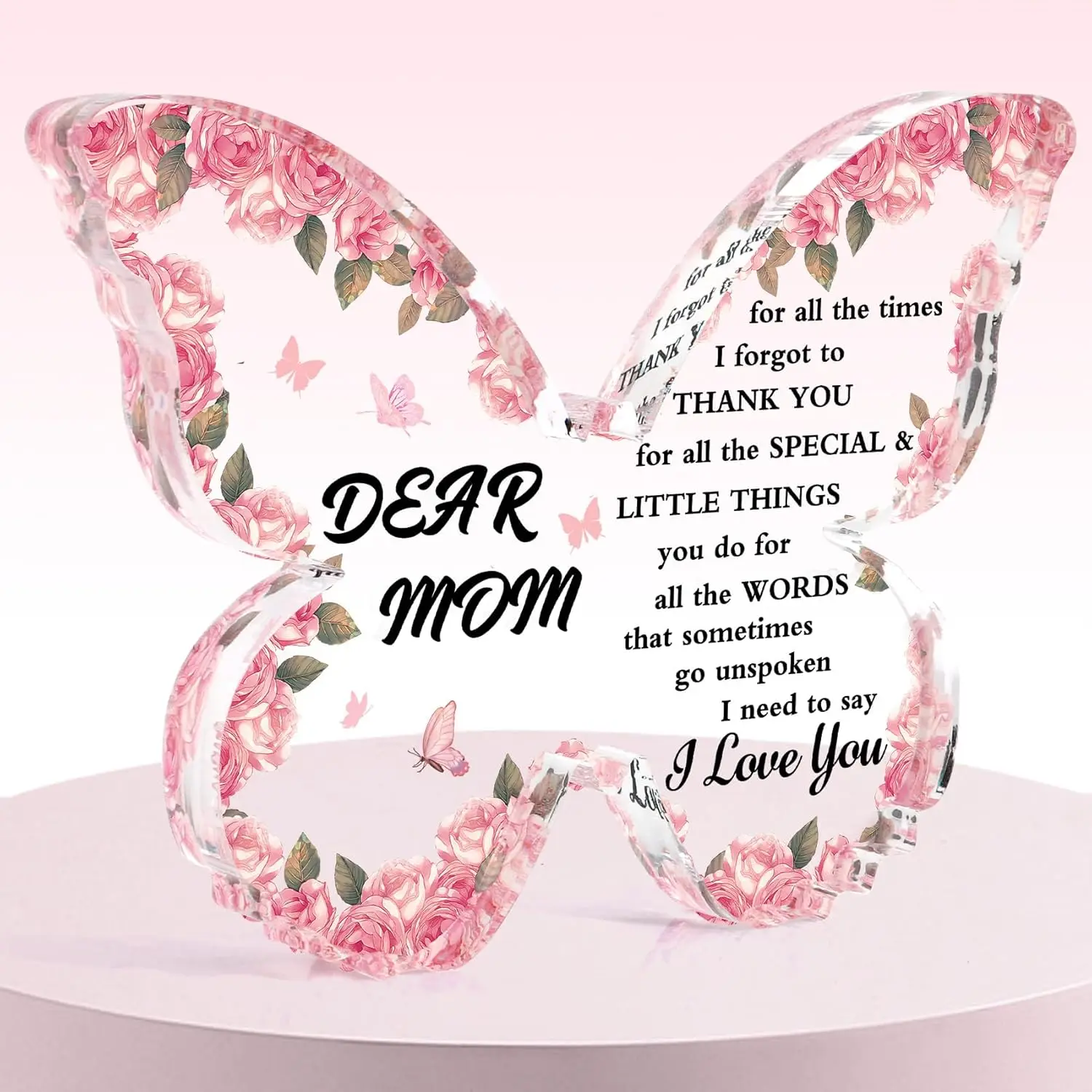 Regalos del día de la madre para la mamá, placa acrílica, decoración rosa en forma de mariposa para mamá, cumpleaños, Navidad, jubilación, Pascua