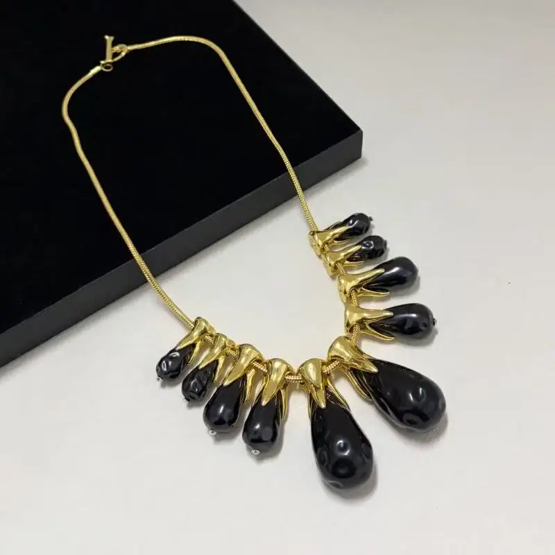 

Elegant Vintage Metal Necklace for Women Fashionable Exaggerated Multi-Tiered Tear Drop Clavicle Chain Party Accessory