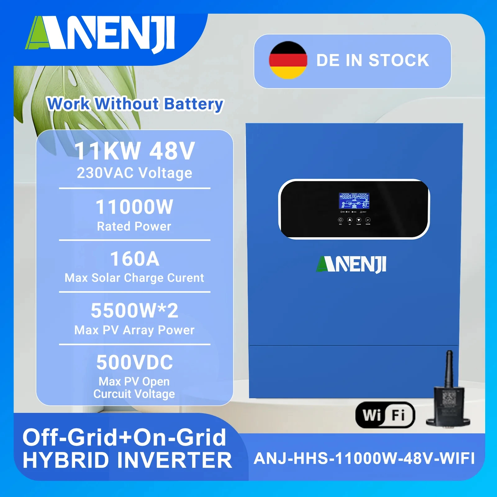 

11 кВт гибридный солнечный инвертор 48 В 230 В Off Grid чистая синусоида MPPT 160A PV 500 В солнечная зарядка домашний инвертор