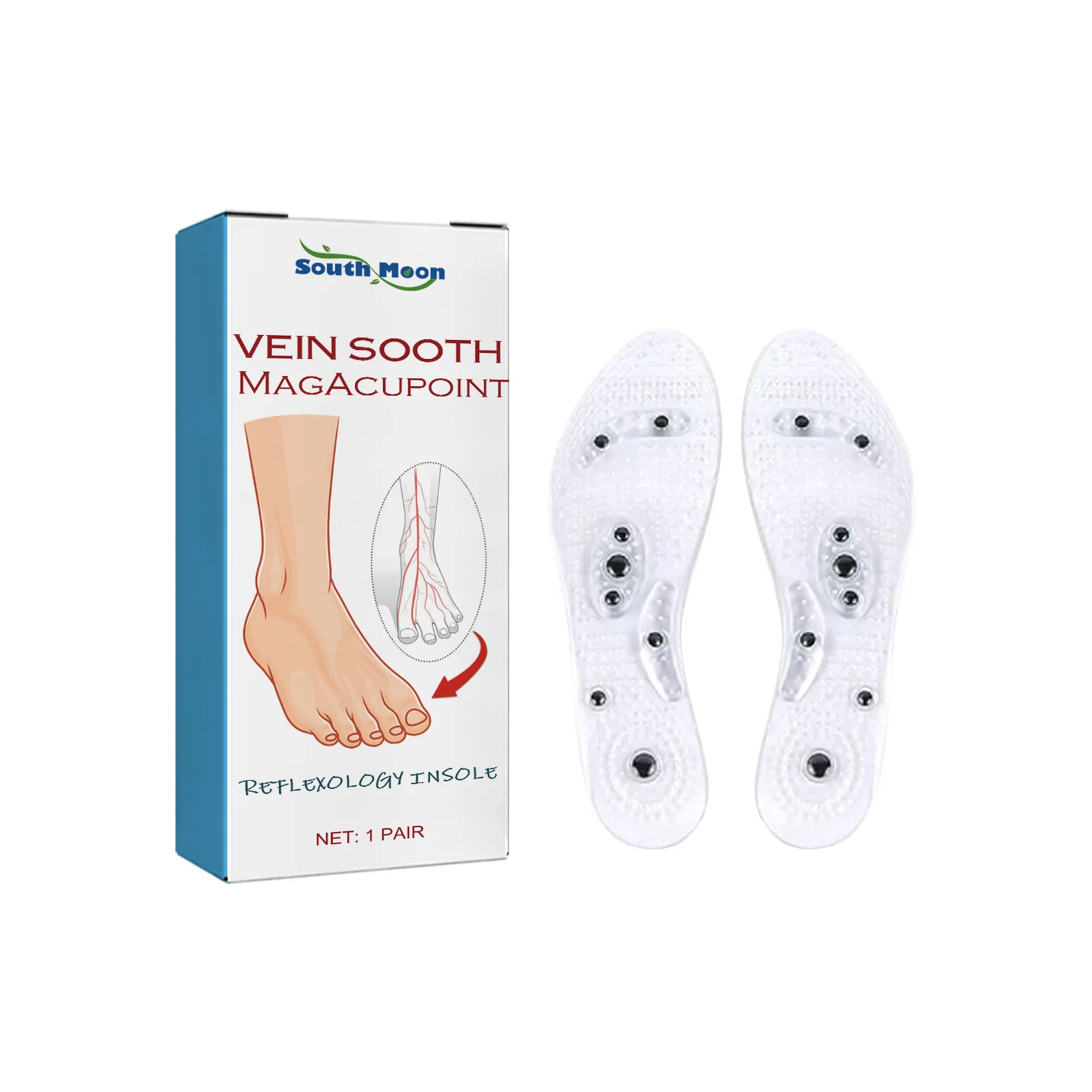 Vasculitis Treatment Insole Spider Remove Dilated Capillaries Phlebitis Pain Earthworm Legs Treatment Magnet Therapy Pads 2PCS