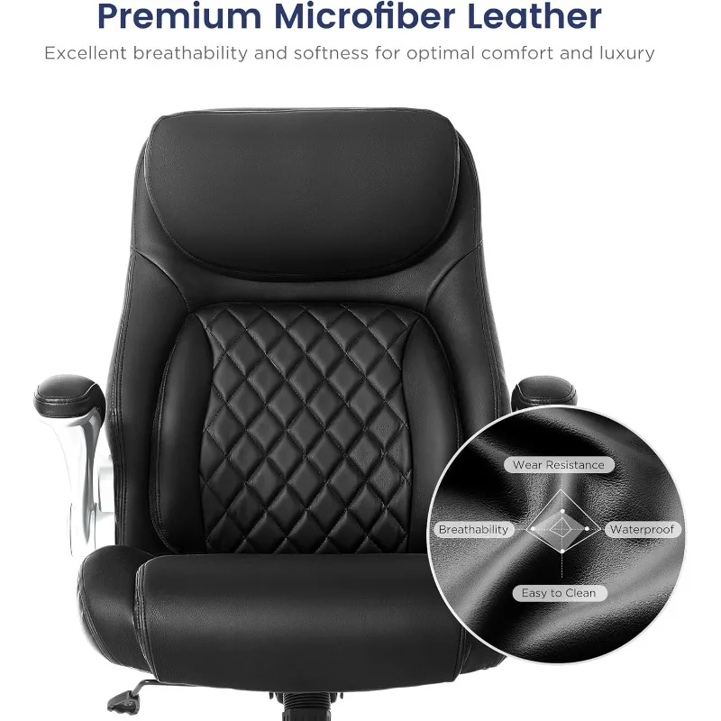 Ergonomic Office Chair Premium Microfiber Leather Adjustable Lumbar Support & Armrests