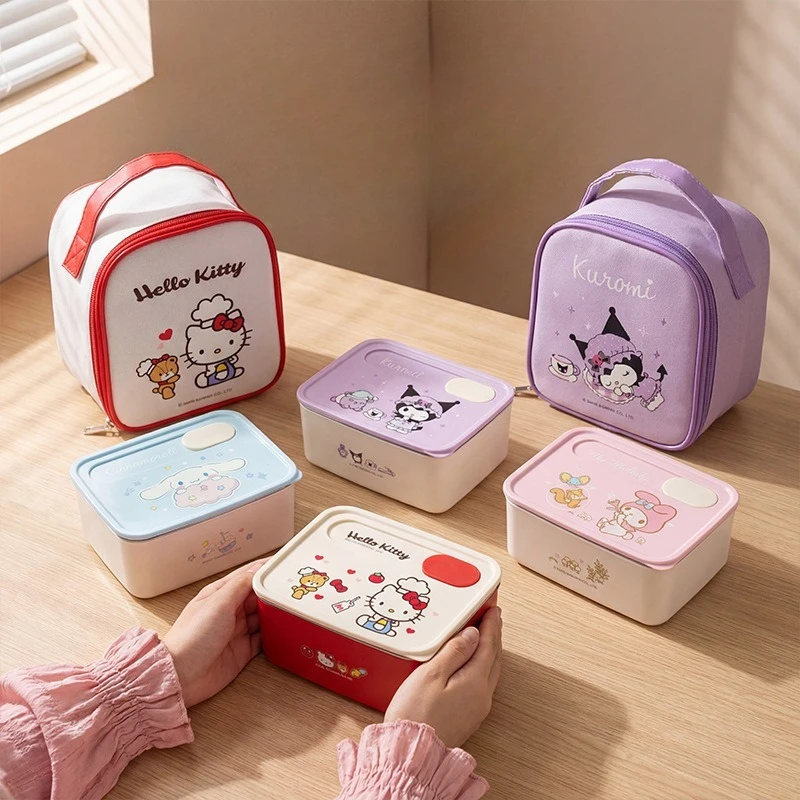 Japanese Sanrio Hello Kitty Stainless Steel Lunch Box Microwave Safe Cartoon Bento Container Gift Kawaii New Hot for You
