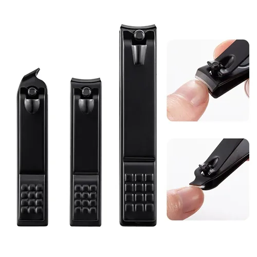 Imagen 2 del producto Juego de cortaúñas negro, cuchillo para pedicura, herramienta de belleza de uñas de acero inoxidable, recortador para el cuidado de las uñas, caja de viaje portátil, 8/12/15/24 Uds.