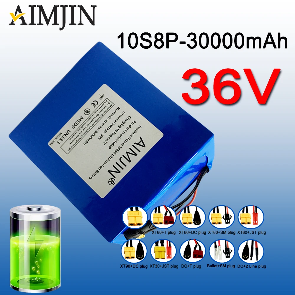

k 10S8P 36V 30Ah 18650 A-class lithium battery pack, 1500W high-power built-in BMS, suitable for various energy storage backup