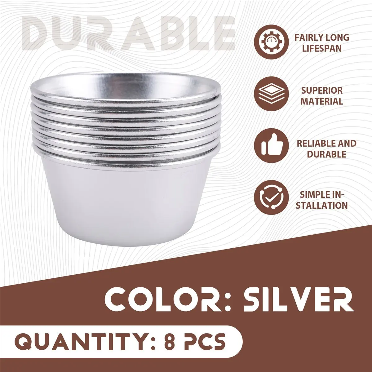 8 Pieces Individual Molds Pudding Molds Cups Mini Chocolate Molten Pans Non-Stick Cupcake Cake Cookie Pudding Mold &LICG