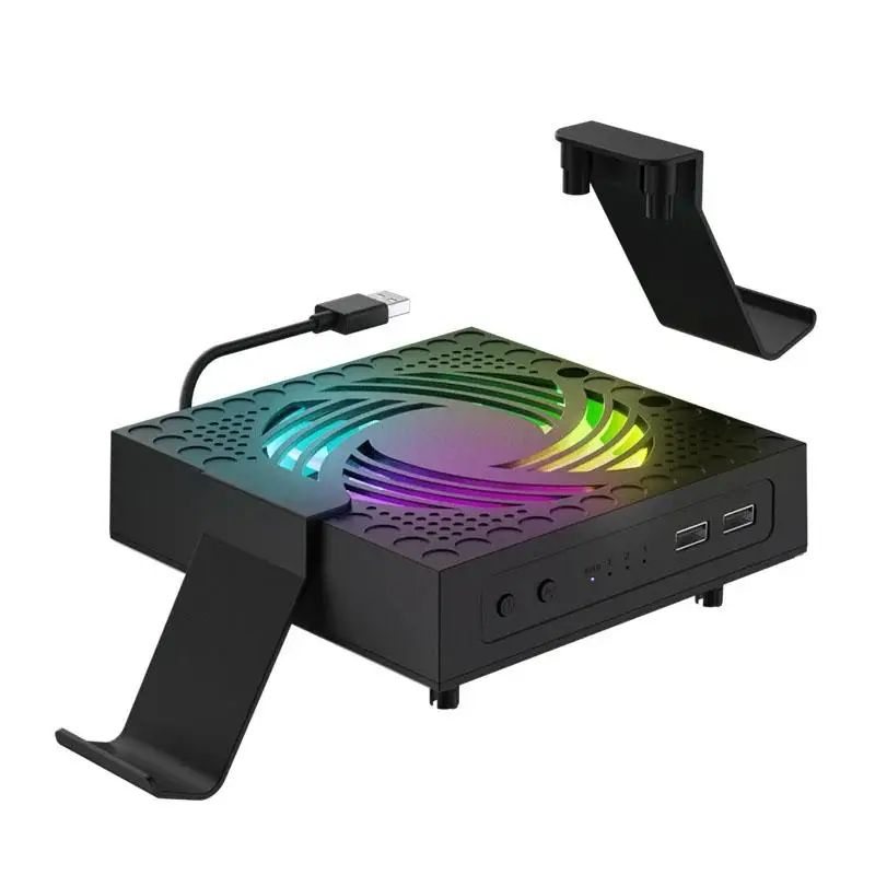 

RGB Colorful Cooling Fan for Xbox Series X Host Console Adjustable Wind Speed Heat Dissipation Fan with USB Charging Port