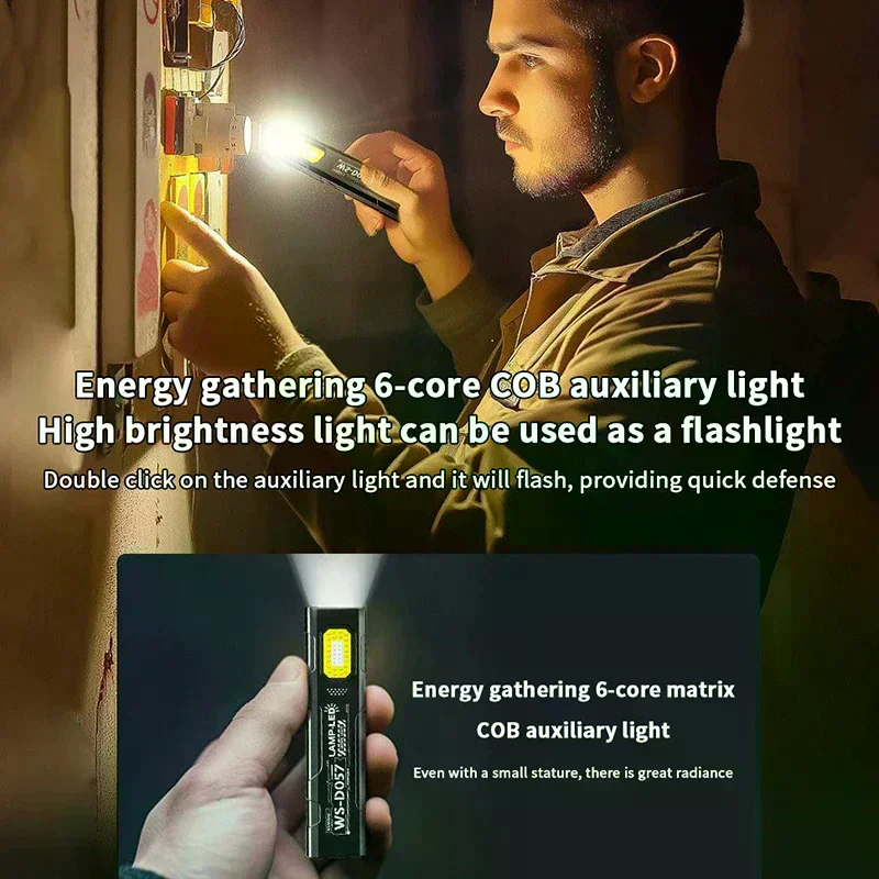 Compact Multi-Mode Pocket LED Flashlight, USB-C Rechargeable, 800mAh, Long-Range Pocket Flashlight, For Camping Travel Emergency