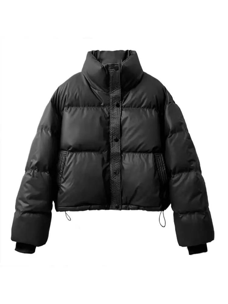 韓国風PUレザーダウンコットンジャケット レディース 2025年新作 冬 小さいサイズ トレンド コットンコート ルーズフィット ロング丈