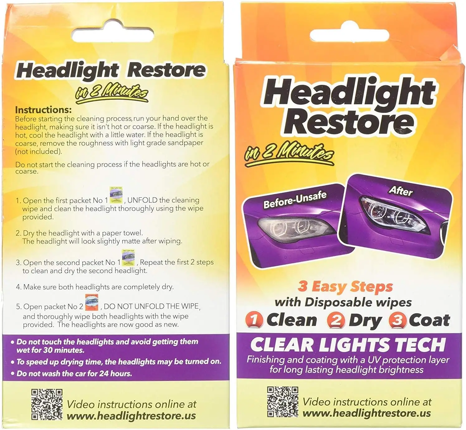 CLT Car Headlight Restoration Kit, Headlight Restorer Wipes(6)