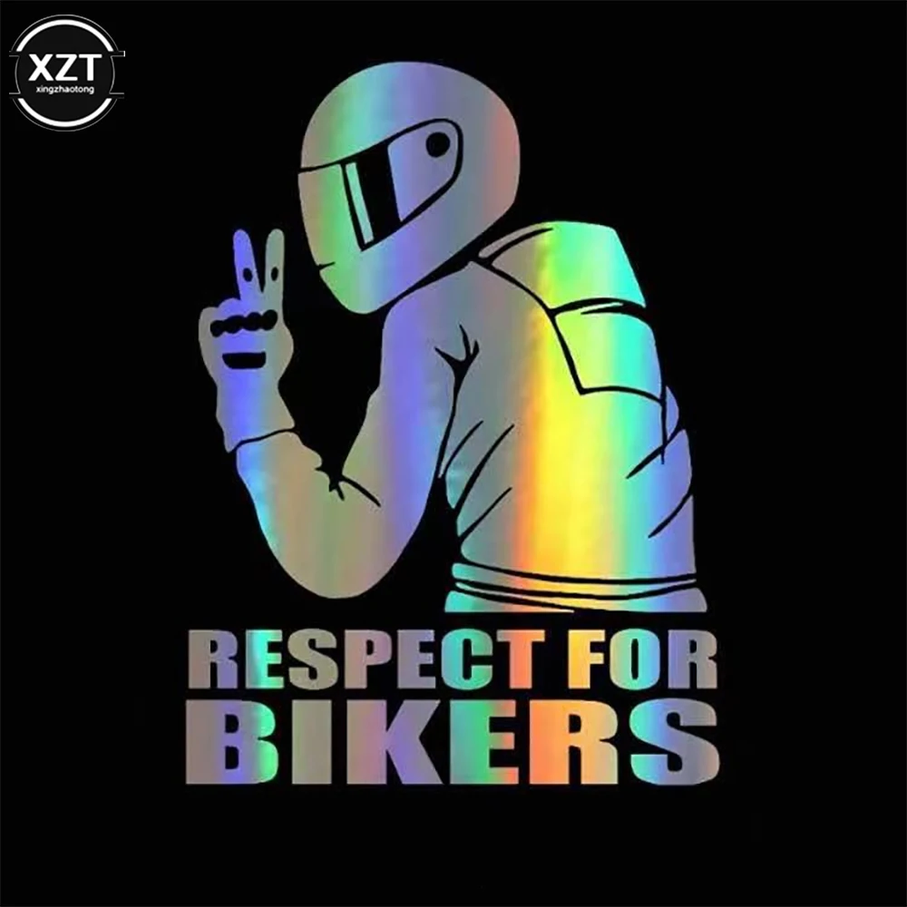 6er-Set Vinyl Aufkleber „Respect For Bikers“ – Reflektierend, Inkl. Rakel, Für Auto, LKW, Helm
