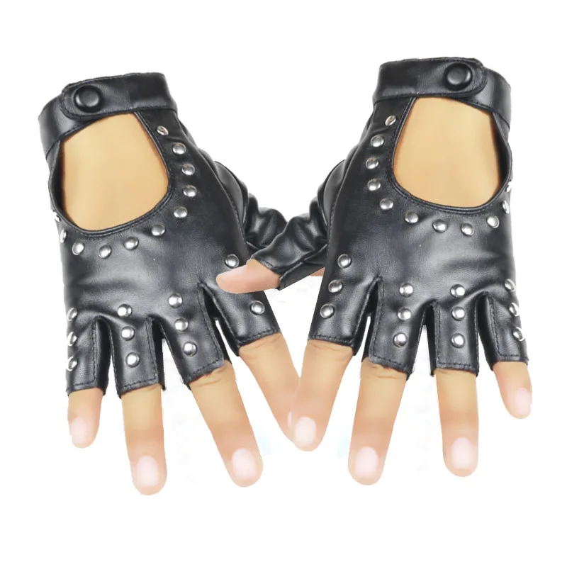 Women Halloween PU Leather Waterproof Fingerless Gloves Female Half Finger Driving Cycling New Fashion Punk Gloves Dance Gloves