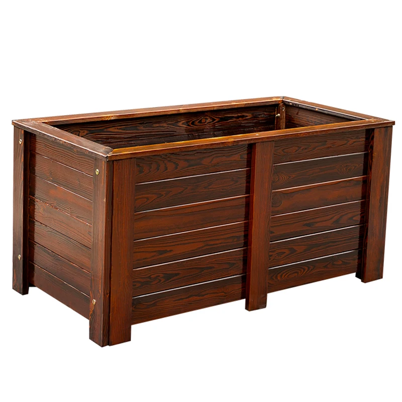 

Outdoor preservative wood flower box Outdoor courtyard rectangular solid wood planting box Large flower bonsai pot Special flowe