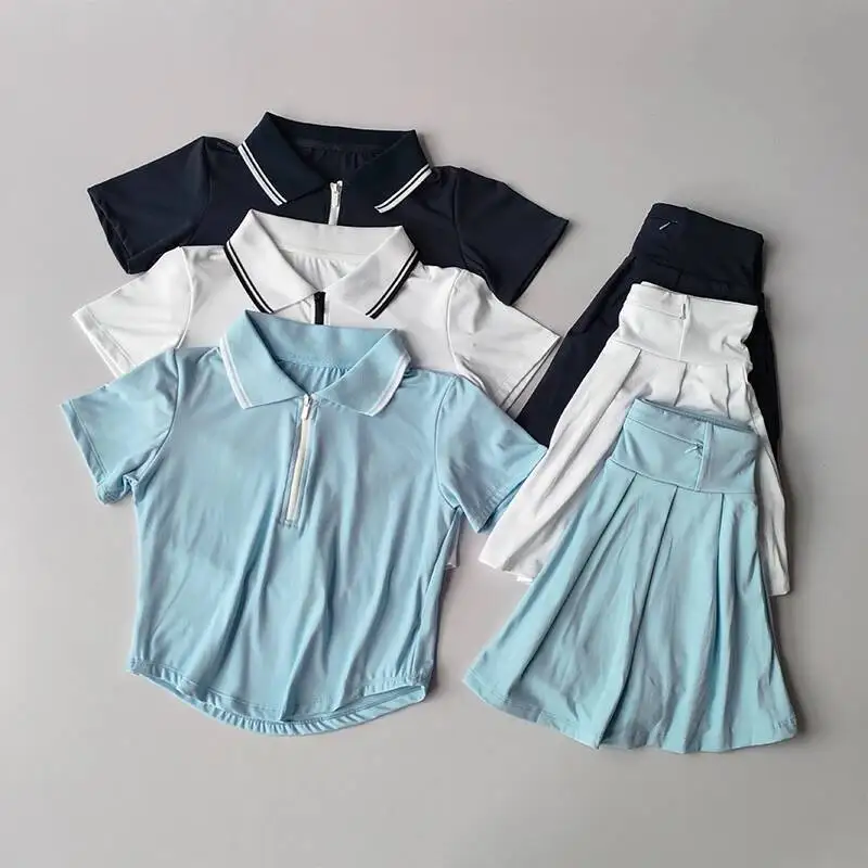 

Tennis Sports Tops Shirt Skirt Sets Suit Quick Dry Breathable Short Sleeve Running Fiess Clothing PCS