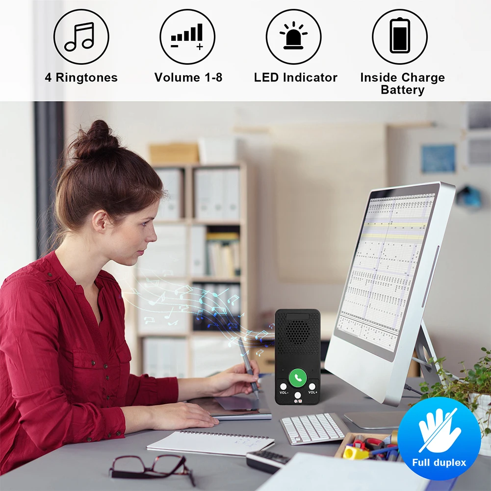 Wireless Doorbell Adjustable Volume 4 Chimes Hands Free Full Duplex Intercom Door Bell Intercom System Doorbell for Home Office