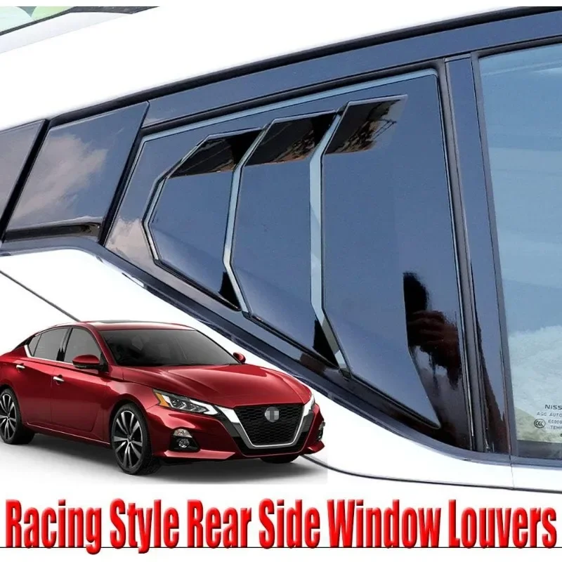 Racing Style ABS Rear Side Window Louvers Air Vent Scoop Shades Cover Blinds for Nissan Altima Exterior Accessories 2019-2024