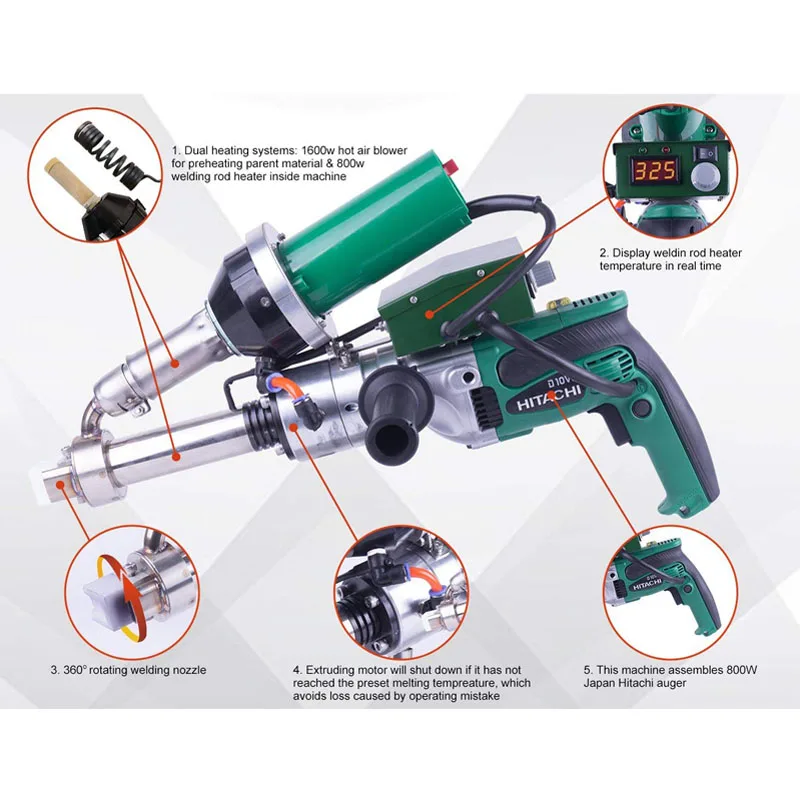 

Extrusion Gun Plastic Extrusion Welder Hot Air Hand Extruder Plastic Welding Extruder 600A