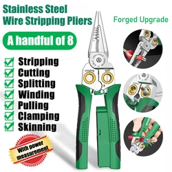 LAOA Electrician's Pliers Multi-function Wire Stripper 8-in-1 Stainless Steel Needle-Nose Pliers with Electrical Measurement