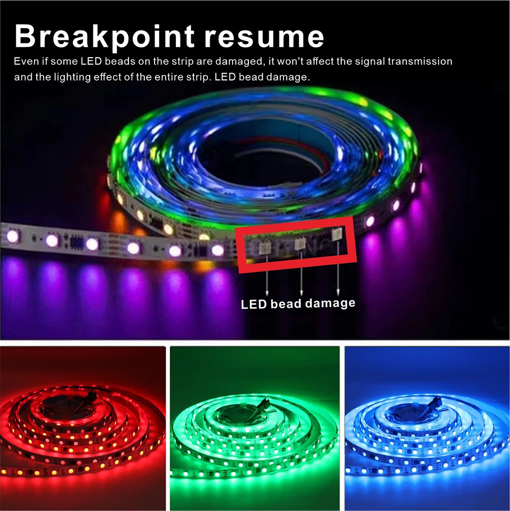 DC12V60LEDs/m TM1934 addressable RGB LED strip light, ambient light with a chasing light effect,suitable for both indoor outdoor