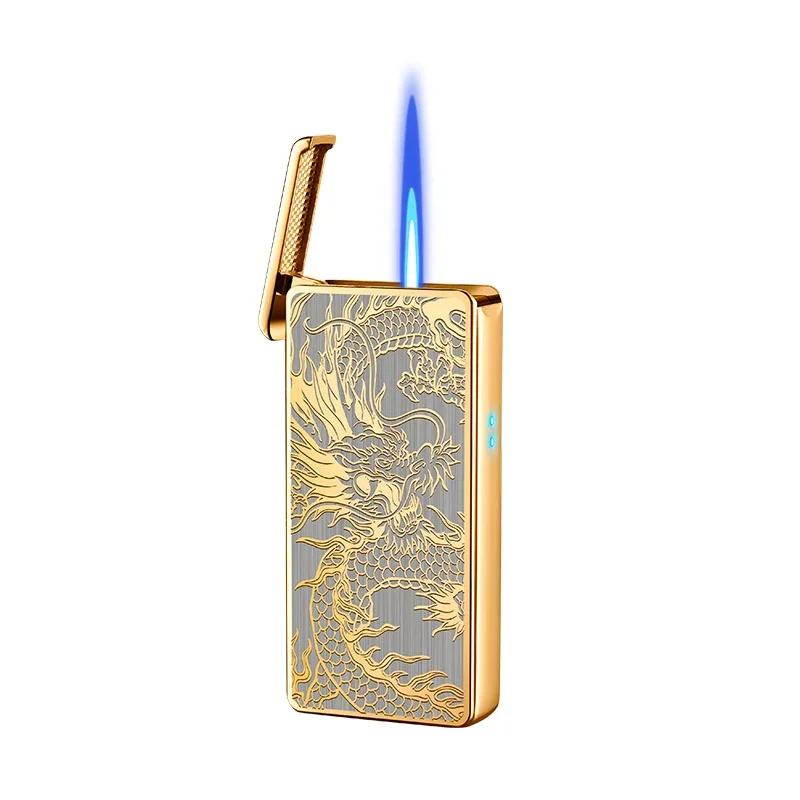 Intelligent Voice-activated Windproof  Flame Lighter Airflow Gravity Sensing Knock  Ignition Visual Gas Window Men Gadget