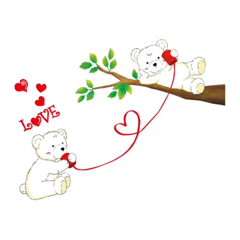 Romantic Love Little Bear Wall Sticker Shop Window Glass Layout Electrostatic Decoration Sticker Moisture-proof Anti Fouling