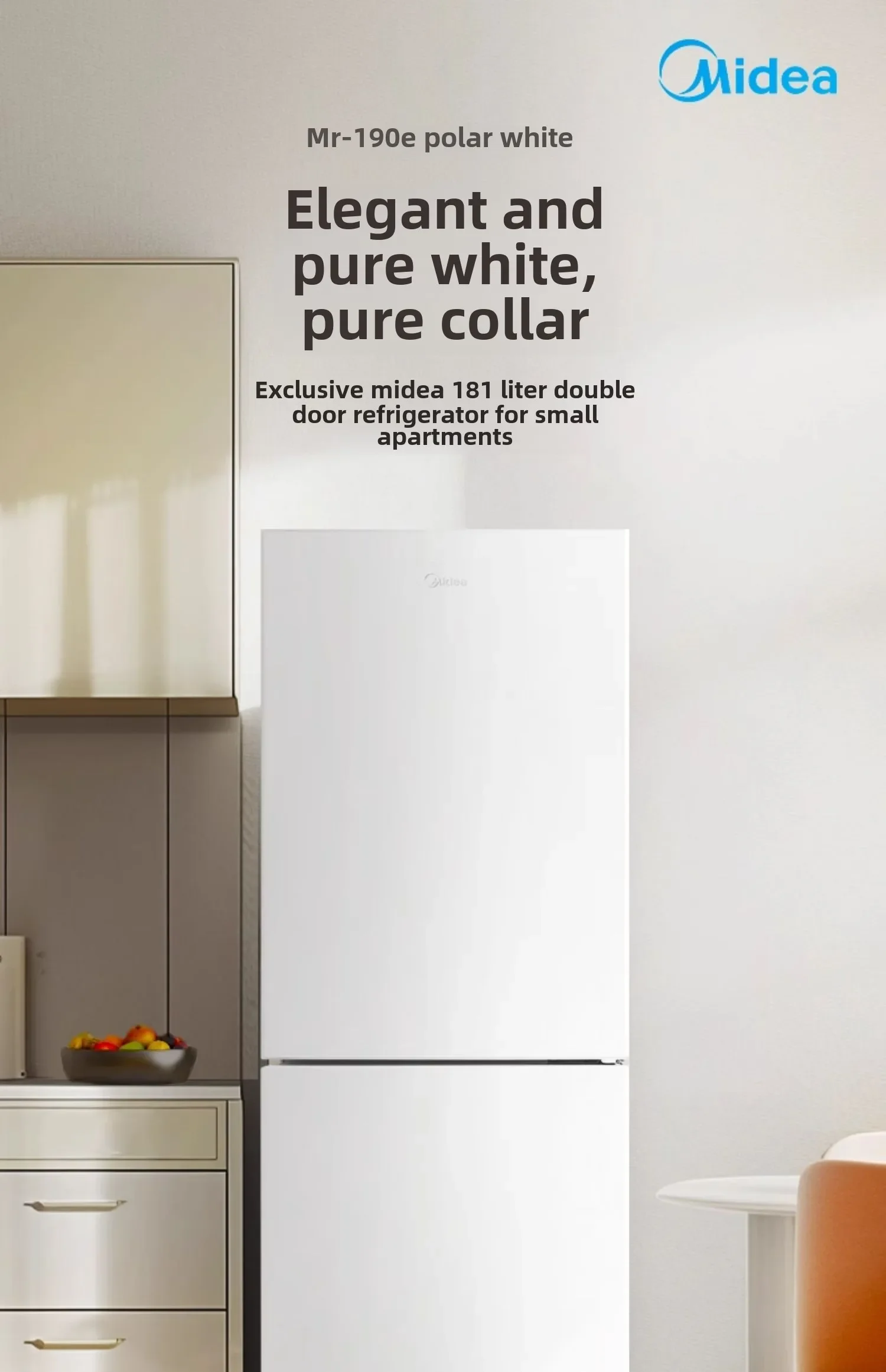 LMM 190 ثلاجة صغيرة بباب مزدوج، تأجير منزلي صغير، توفير الطاقة، بابين أبيضين