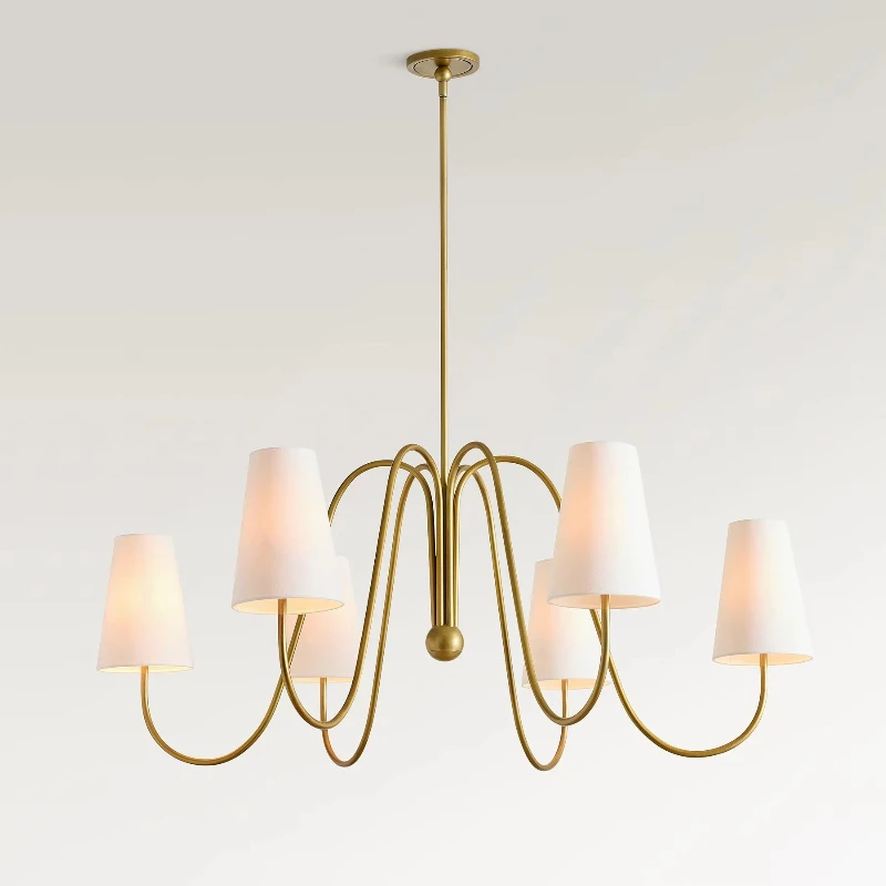 Recommended indoor bedroom, living room series fabric lampshade, antique brass veneer chandelier