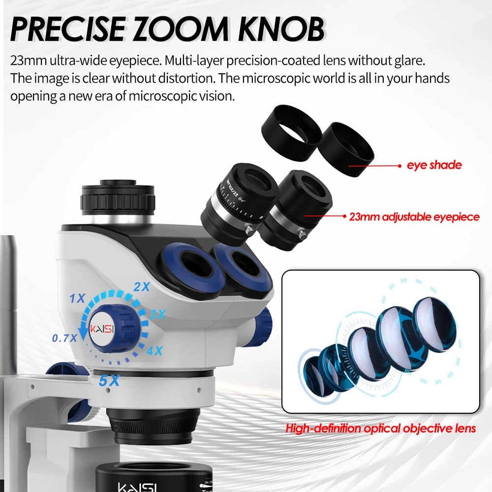 KAISI TX-350e V1.3 Trinocular Microscope Kit 4K 1080P HDMI USB Video Camera 3.5X-90X Continuous Zoom Stereo Microscope 0.5 CTV