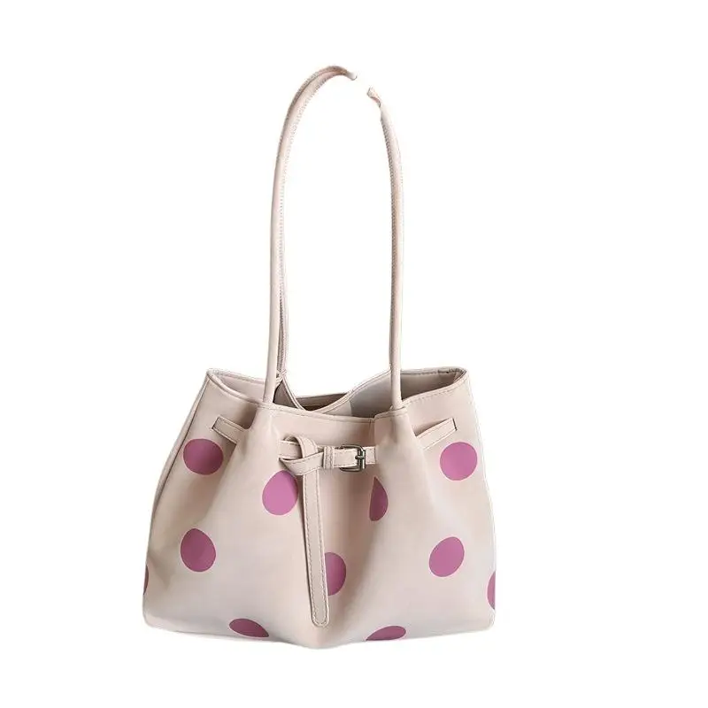 Gepunktete Schultertasche mit großer Kapazität und Schnallendesign für den täglichen Arbeitsweg und Einkauf. – Detail 6