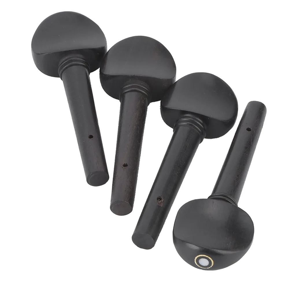 4PCS Durable Ebony Material Violin Tuning Pegs Black Color Fiddle Tuning Pegs Violin String Pegs For 1/2 1/4 1/8 Violin
