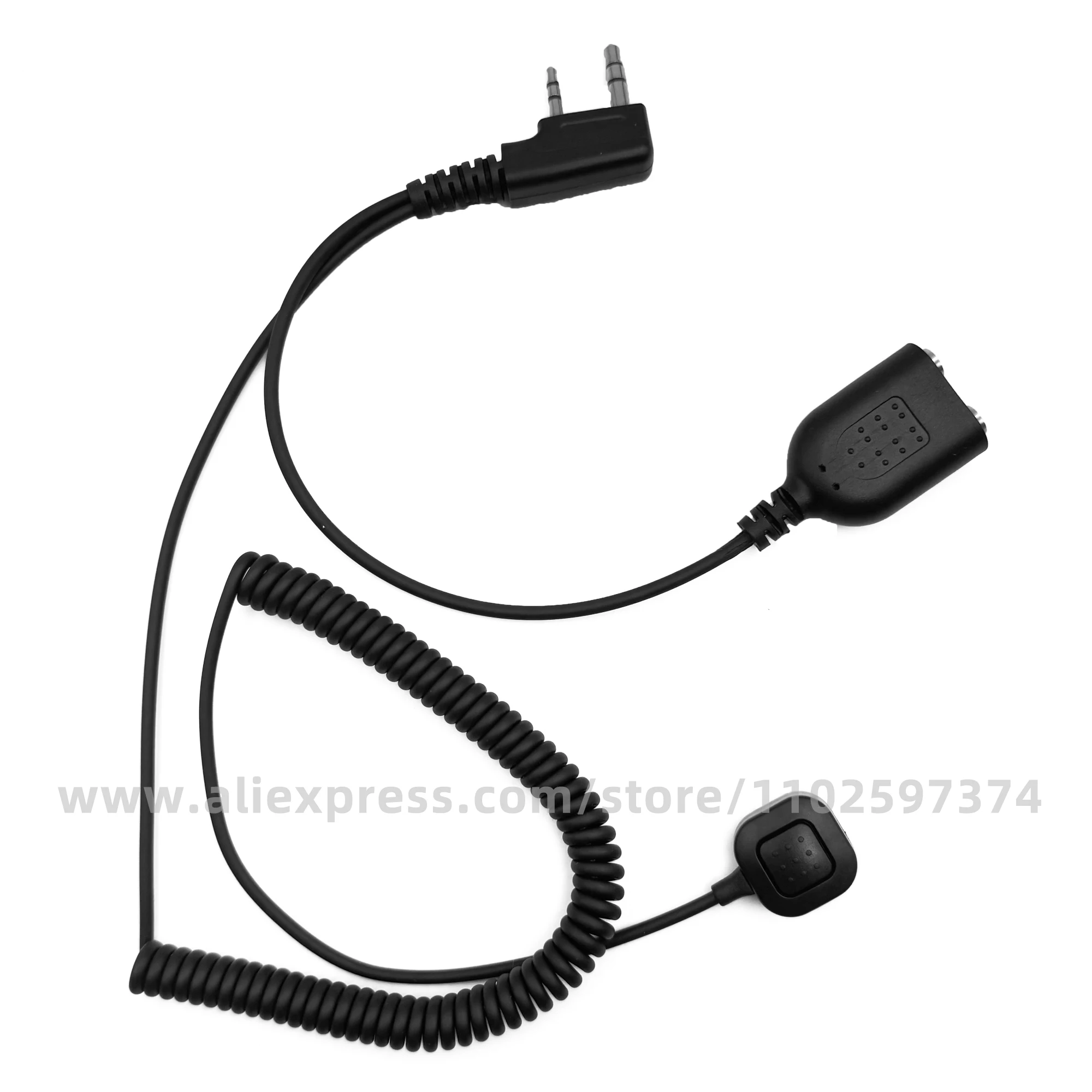 K type to K type Mother Audio Cable with Fingertip PTT Button for Quansheng UV-K5 K6 Baofeng UV-5R BF888S 777S Kenwood TYT Radio