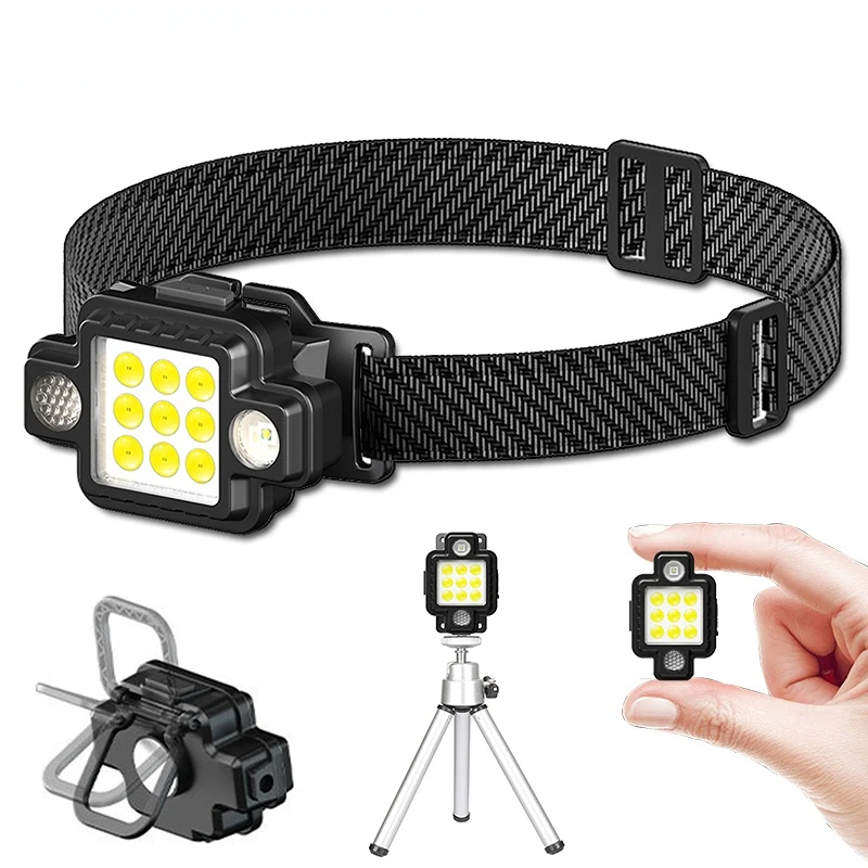 Multifunctional COB+XPG HeadLamp TYPE-C Charging LED Flashlight Work Light Outdoor Waterproof Headlight for Running Fishing